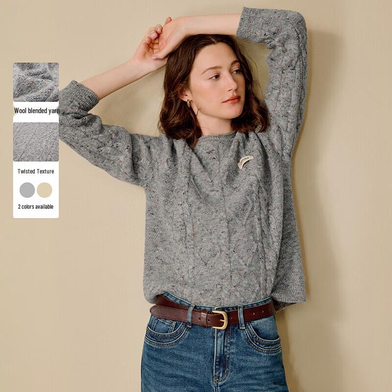 

Женский ретро свитер Yinman с узором «косы» и круглым вырезом S