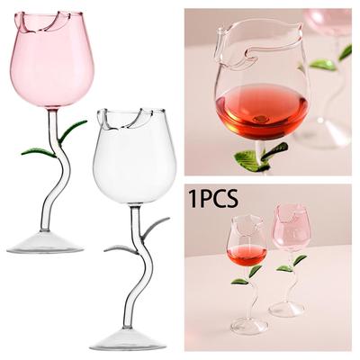 Rose Cocktail Glass Transparent Glasses Cups Flower Drinkware 280ml Champagne