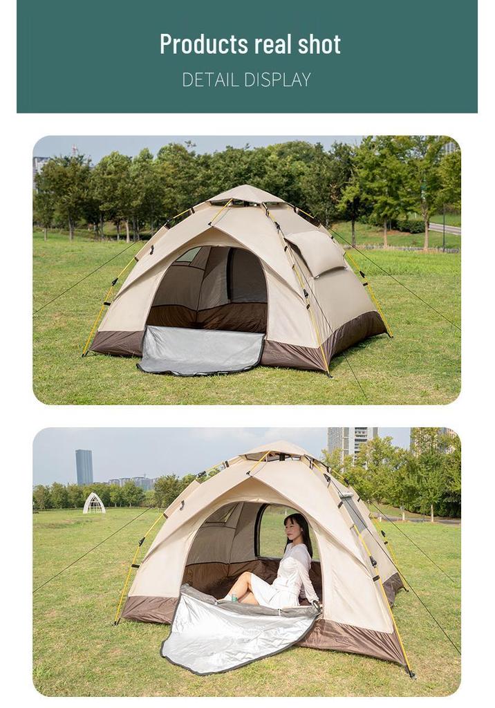 Automatic Foldable Double Tent with Sun Protection & Water-Repellent Oxford Cloth for Outdoor Camping.