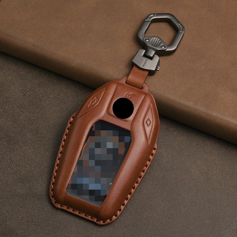 Geeignet für BMW LCD Schlüsselanhänger Neue 5er Reihe 535/7er Reihe 730li/740/X3/X5/X7 Leder Autotasche