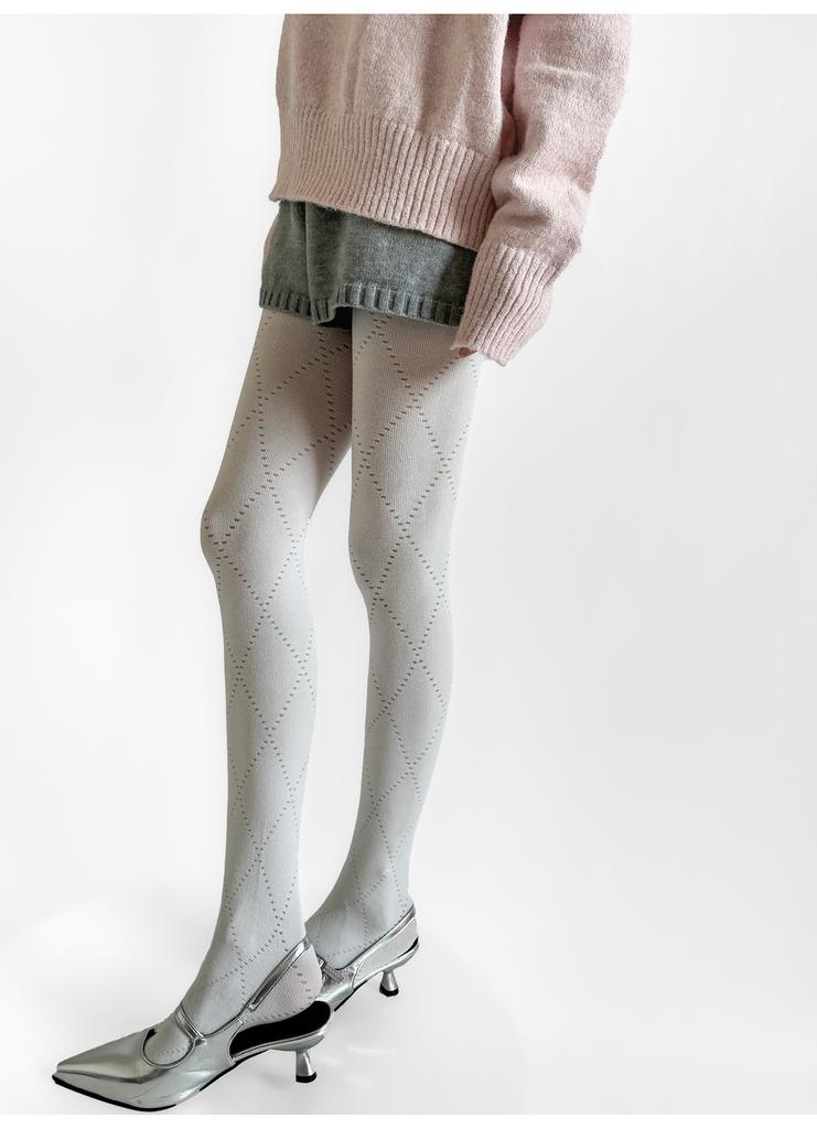 Women'S Tights Autumn And Winter Retro Rhombus Jacquard Elastic Cotton Pantyhose Women Lingerie Hosiery Body Stockings Pantyhose