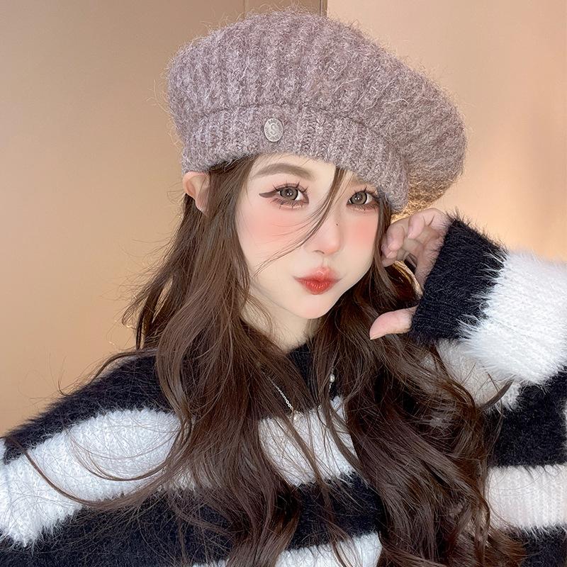 Beret autumn and winter face little girl painter hat versatile classic British retro newsboy hat