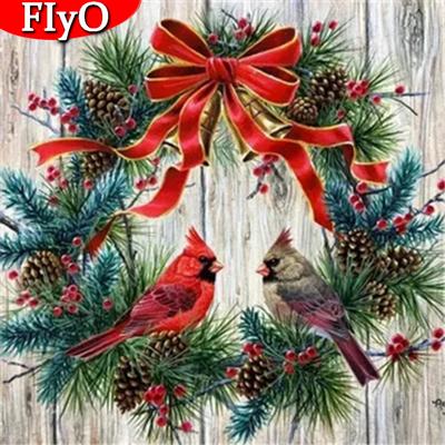 Diamant-Gemälde, Kreuzstich, Weihnachtskranz, Diamant-Stickerei, Vogel-Mosaik, Verkauf, Cartoon, handgefertigtes Geschenk, Bastelset