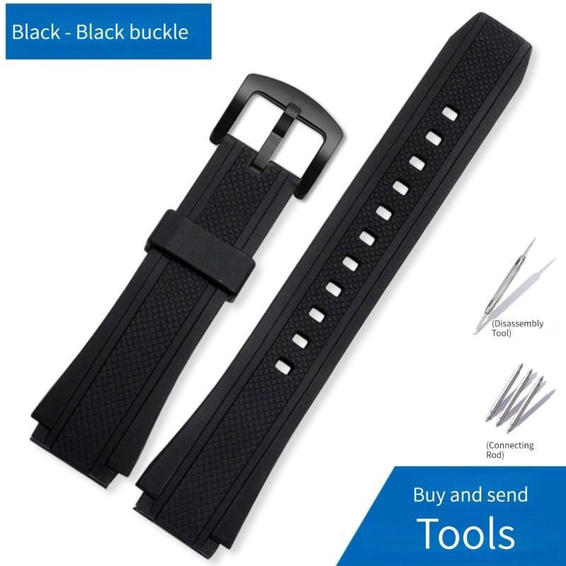Silikon-Gummi Sport-Uhrenarmband für Casio 5119 Edifice EF-552 Armband EF-552D-1A Herrenarmband Edelstahl-Schnalle Schwarz 20mm