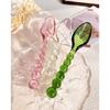 Glass Beads Pastry Glass Tableware Spoon Fork Creative Primary Color Pink Green Glass Spoon Spoon Household
