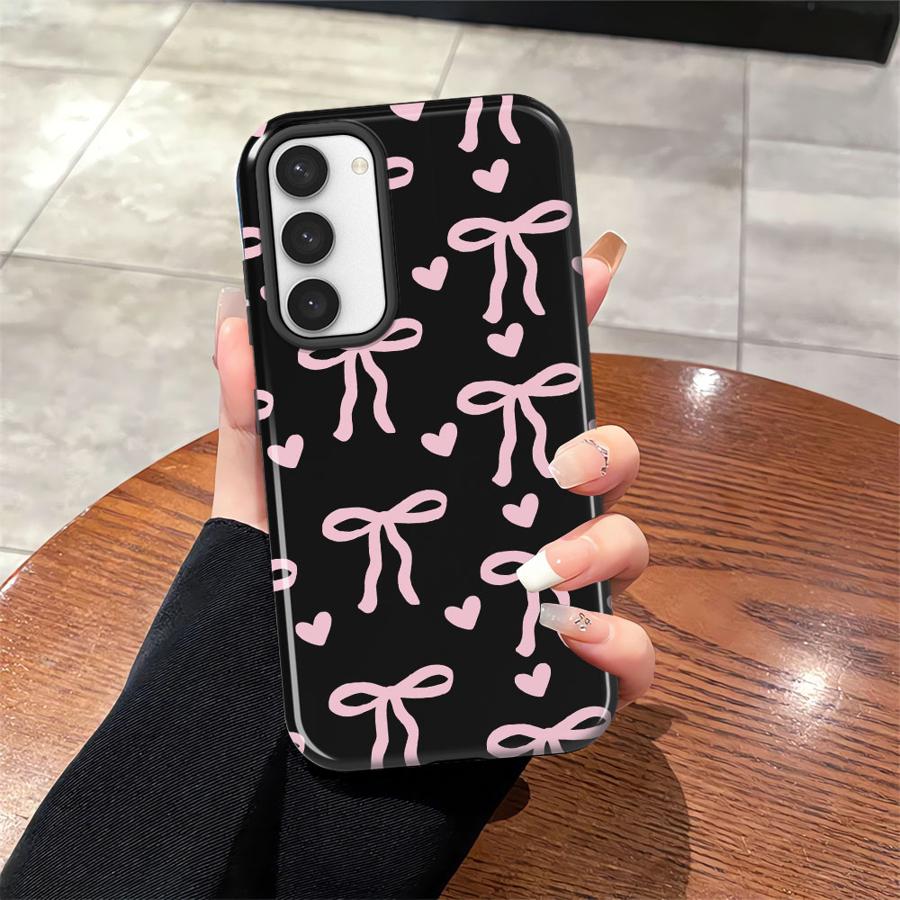 

Cute Pink Heart Bow Phone Case for Samsung Galaxy S25 S20 FE S24 Ultra S23Ultra S25Ultra S23 A56 A36 A16 A26 Soft Cover Capa Galaxy S25 Ultra