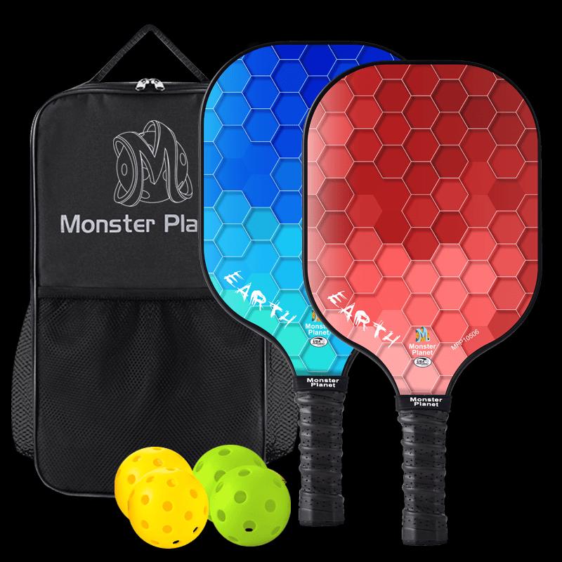 Monster Planet Earth 06 Carbon Fiber Pickleball Racket Set