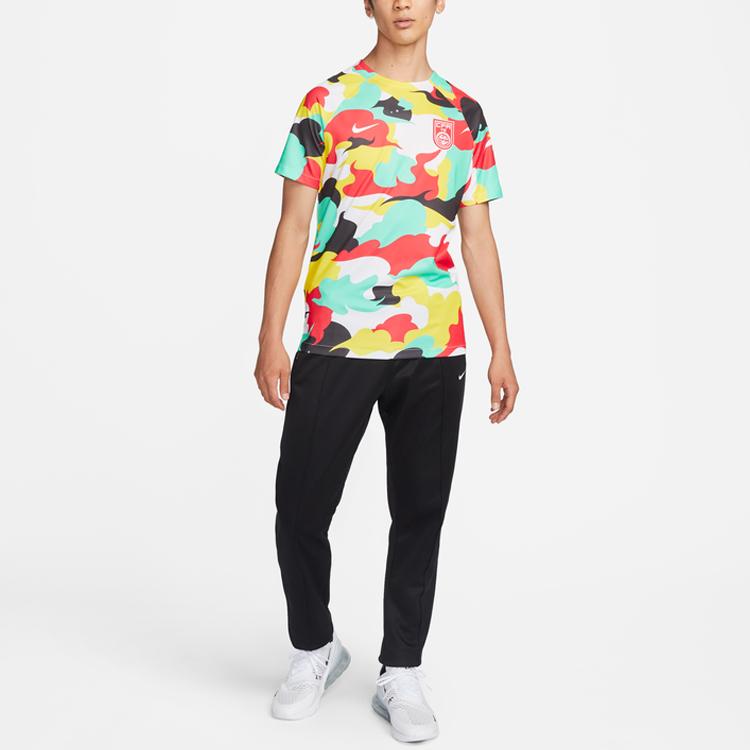Nike Dri-Fit Abstract Camouflage Print Quick-Dry Soccer T-Shirt Men Tops Yellow DH6519-713