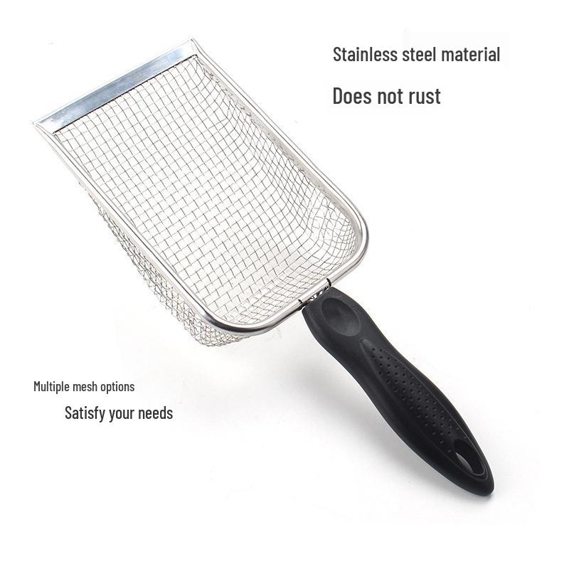 Stainless Steel Cat Litter Scoop with Fine Mesh, Large Size, Plastic Handle - Pet Cleaning Tool