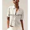 Summer New Product Women's Clothes Casual Style Lapel Ramie Blended Short Sleeve Bows Shirt Tops 8206730