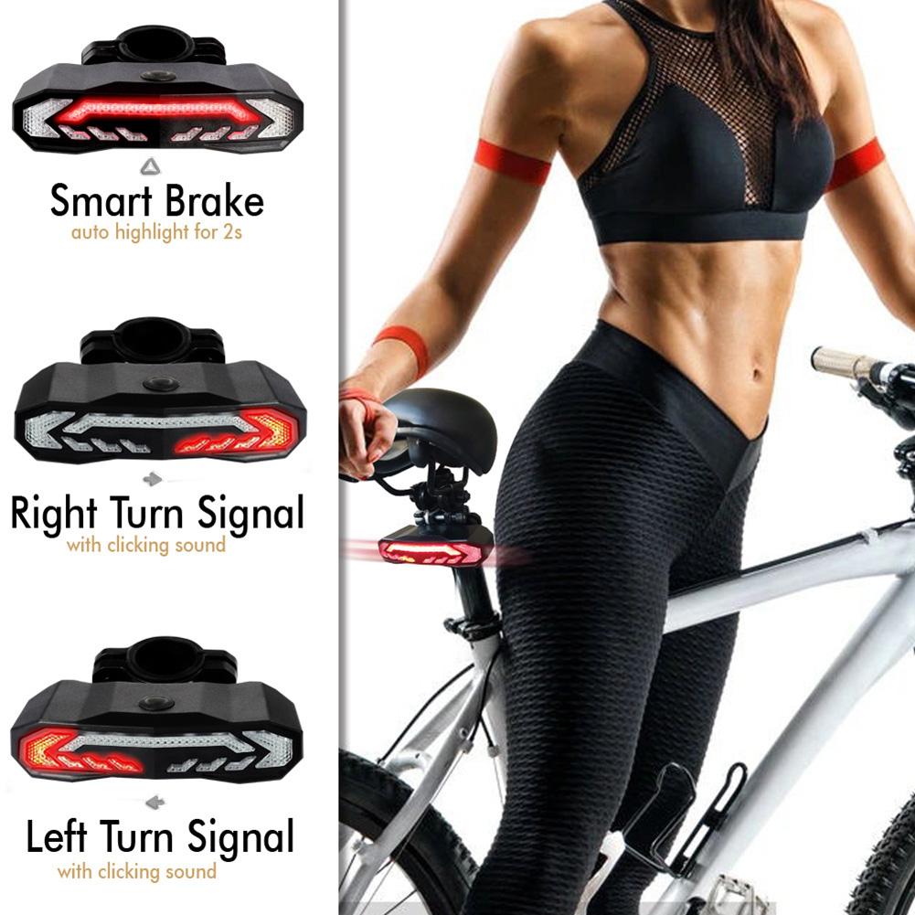 1Pc Bicycle Headlight with Horn Alarm Remote Control Waterproof Bicycle Tail Light with Turn Signal Bike Anti-theft Alarm