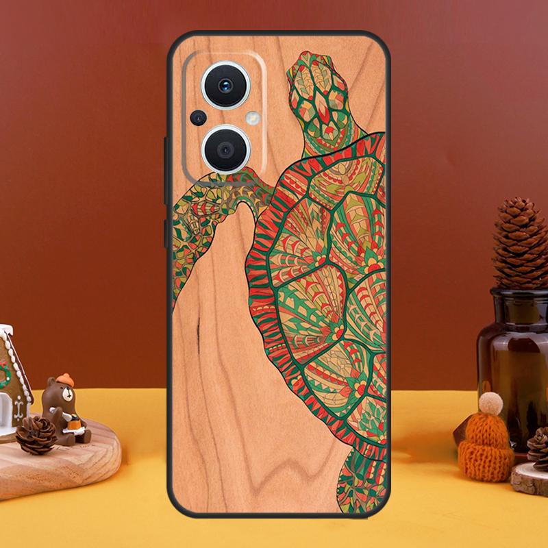 Turtle Wood Pattern Case For OPPO Reno 8T 4Z 5Z 10 Pro 11 F 4 5 6 7 8 Lite OPPO Find X5 X6 Pro X2 X3 Lite Cover