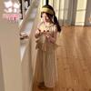 Girls' Ruffle Top & Striped Wide-Leg Pants Set