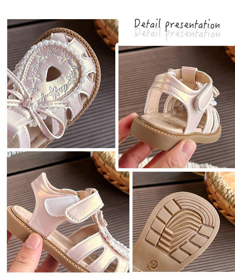 2026 Adorable Pearl Flower Baby Soft Sole Non-slip Closed-toe Sandals