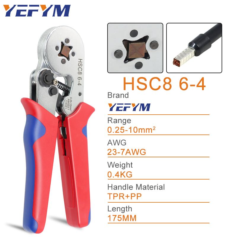 Square Self-Adjustable Crimping Tools for AWG23-7 Bootlace End-Sleeves Ferrule, Ratcheting Wire Crimping Plier,HSC8 6-4