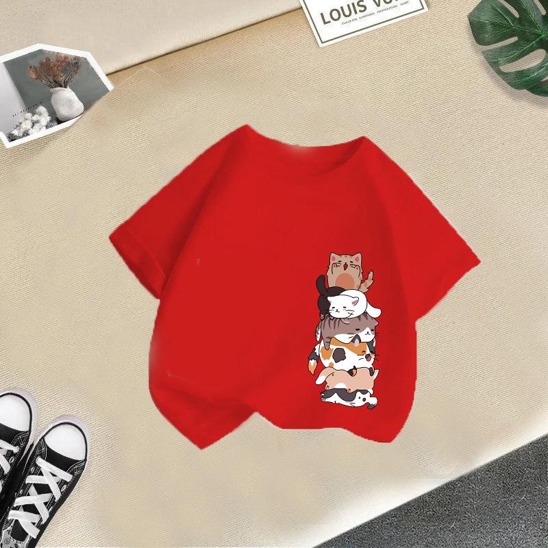 

Летняя новая милая футболка с принтом модных животных для детей, с коротким рукавом, модная, из чистого хлопка, детская одежда 160