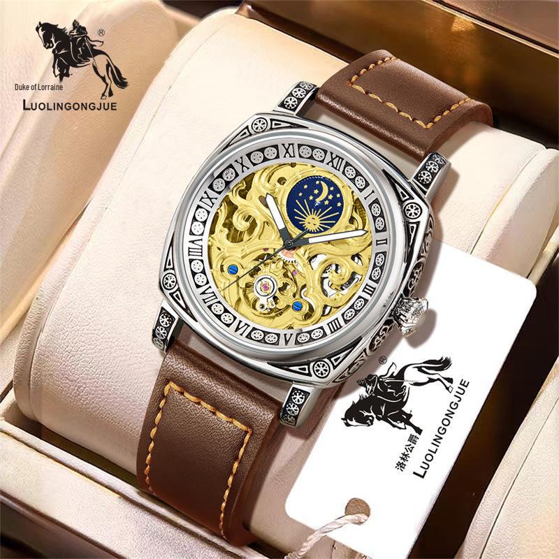 Książę Lotaryngii 8838 Męski Automatyczny Zegarek ze Słońcem, Księżycem i Gwiazdą