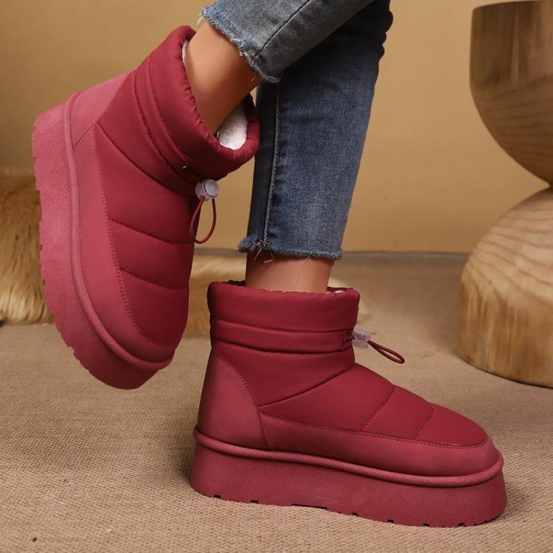 European and American Winter New Thick-soled Velvet Thickened Snow Boots Women's Foreign Trade Large-size Warm Elastic Buckle Short Boots Cotton Shoes