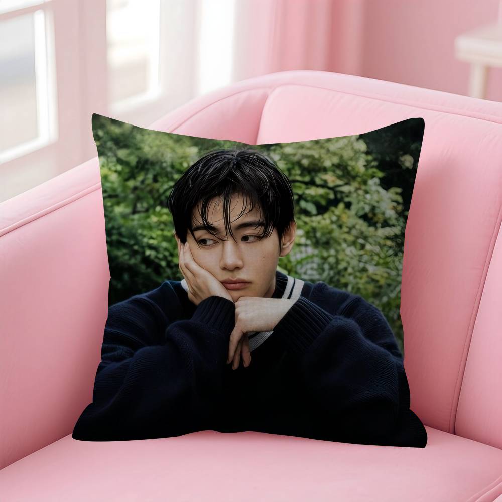 Singer Kim T-Tae-Hyung Office Cushion Pillowcase Car Cushion Cover45X45Cm Lumbar Pillowcase Sofa Pillowcover