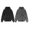 Mens 2026 Fall Winter Fleece Hoodie American Street Style Loose Fit Solid Color Sweatshirt