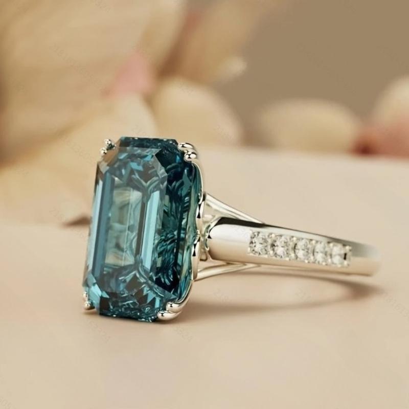 

Europe and The United States Classic Square Inlaid Zirconia Ring, Women s Retro Trend Holiday Party Zircon Accessories 6