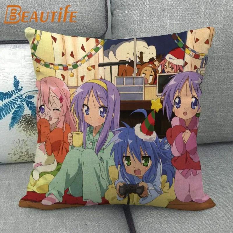 Custom Lucky Star Pillowcase Cartoon Girl Wedding Decorative Cotton Linen Pillow Case for Home Pillow Cover 45X45cm One Side