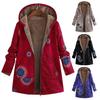 Lady Coat Zipper Plush Vintage Ethnic Warm Hooded Winter Jacket for Daily Wear