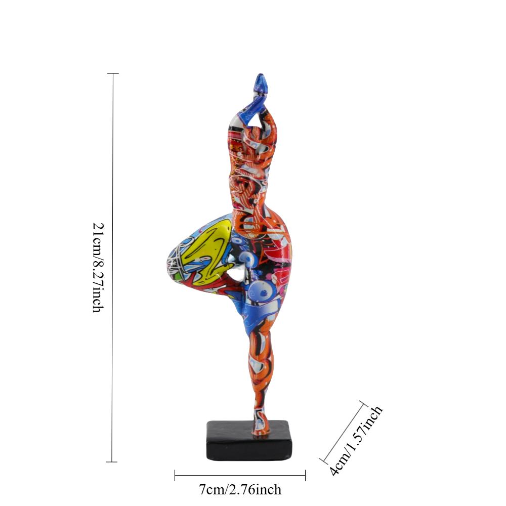 Graffiti Figurki Jogi Kobiety Kolorowa Abstrakcyjna Tańcząca Seksowna Rzeźba Kobiety Figura Żywicy Statua Wystrój Domowy Salon Biurko