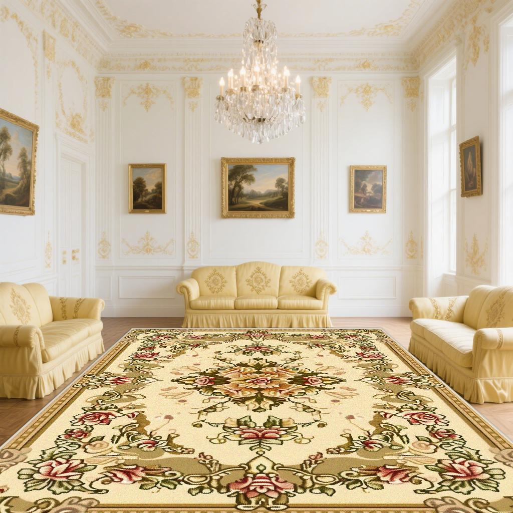 Alfombra Clásica Europea para Sala de Estar Flor Planta Lujo Pelo Alto Decoración Dormitorio Alfombra Salón Vestidor Antideslizante Suave Felpudo