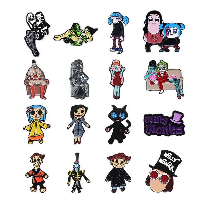 4-19pcs/set Cartoon Anime Characters Enamel Pins Custom Cute Little Monk Brooches Lapel Badges Funny Jewelry Gift for Friends