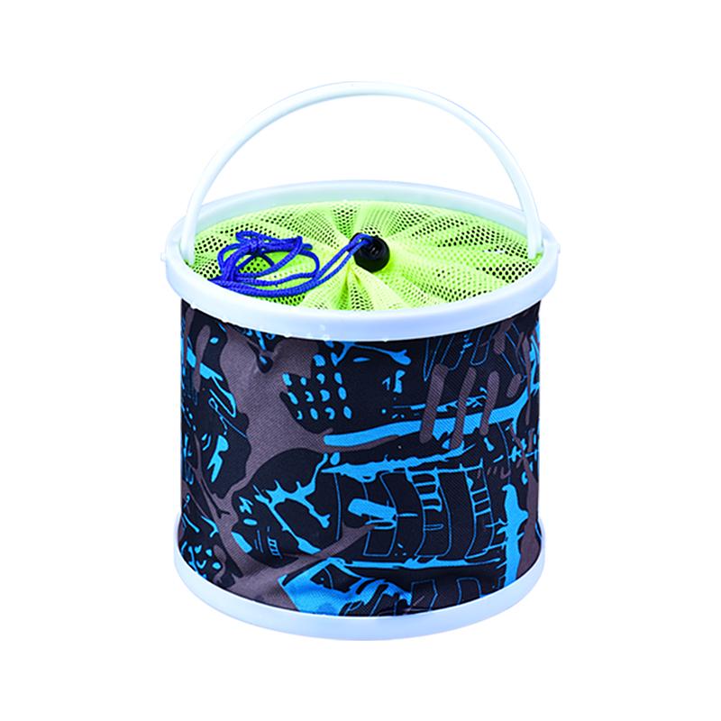 Foldable Fish Bucket with Rope & Anti-jump Net - Multi-functional for Fishing & Fish Protection