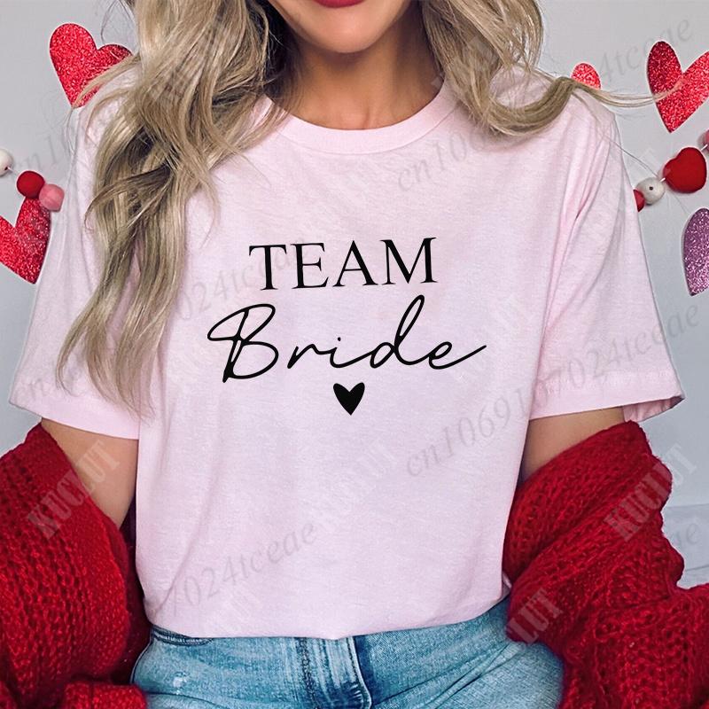 Bridal Shower Shirt for Women, Team Bride Squad Bachelorette Party Tops, Bridesmaid T-shirt, Wedding Fashion Clothes for Girls