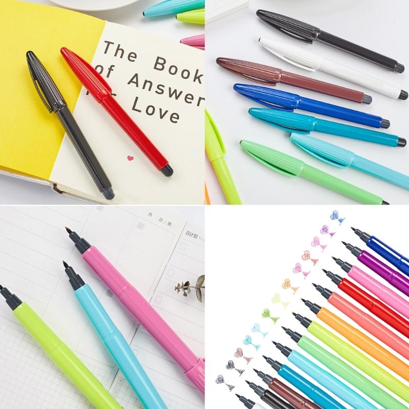 12 Pcs 0.4mm Felt Tip Pen Brush Pen Marker Pen Watercolour Pen Colouring Pen for Coloring Book Writing Drawing