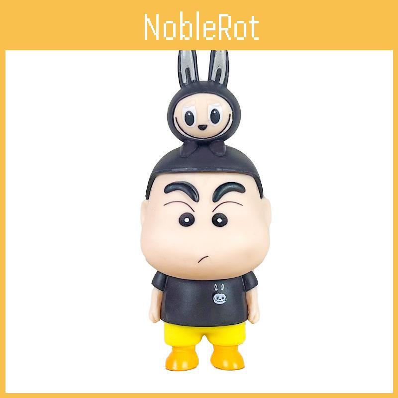 Crayon Shinchan Labubu Pvc Collectible Figure With Assembly For Desktop Decor Fans