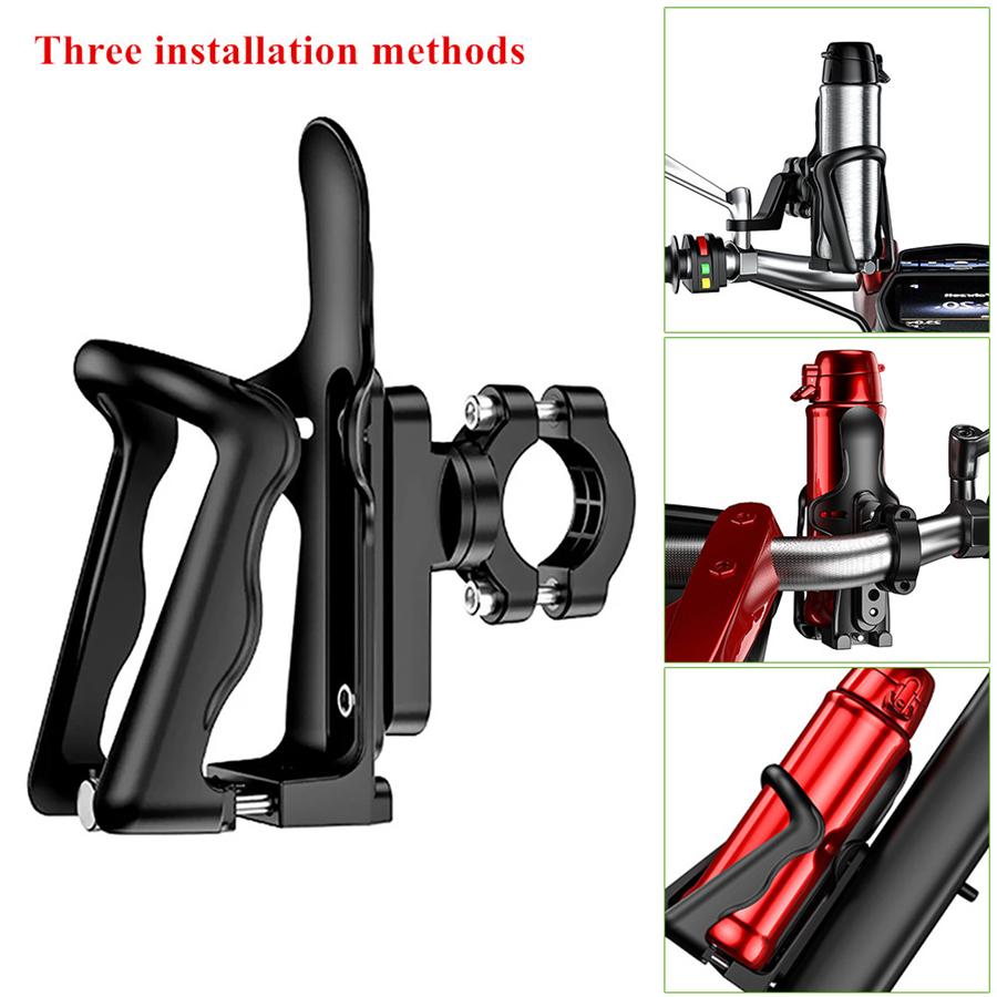 Motorcycle Scooter Bike Drink Cup Holder Water Bottle Mount Stand Aluminum Black