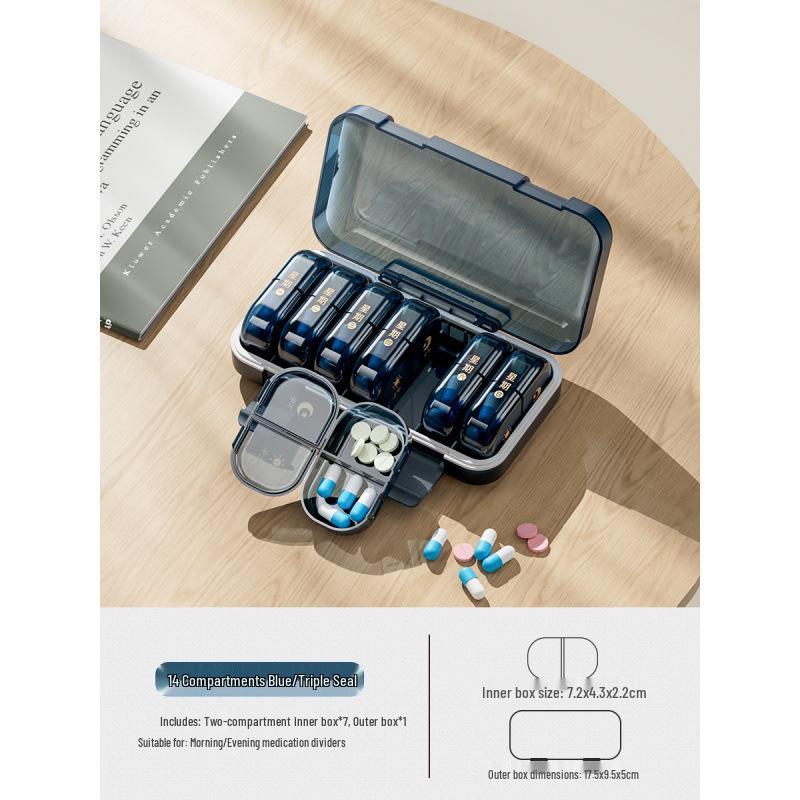 Compact 7-Day Japanese Pill Organizer with Three-Daily Dose Reminder