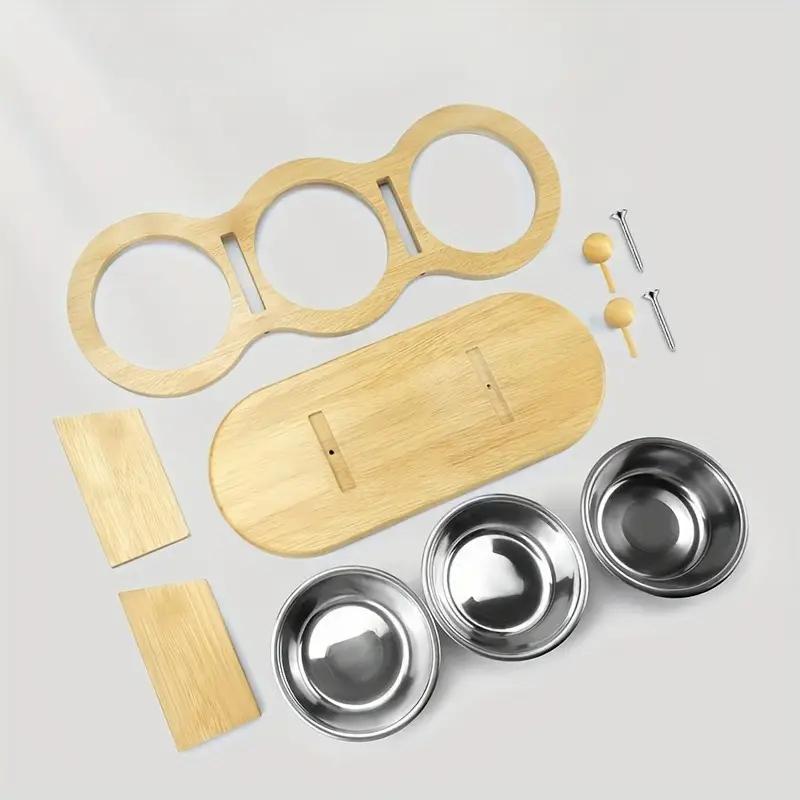 Three-tier cat feeding bowl with adjustable-angle bowls and a 15° inclined stand suitable for indoor puppies and kittens