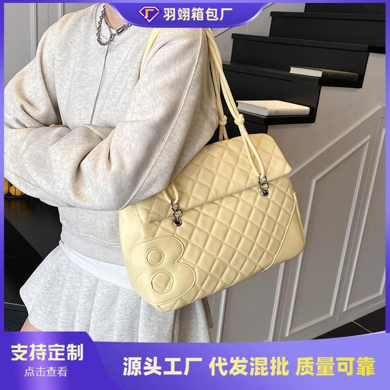 Backpack Bag Women's New Trendy Fashion Diamond Shoulder Armpit Bag Large Capacity Backpack