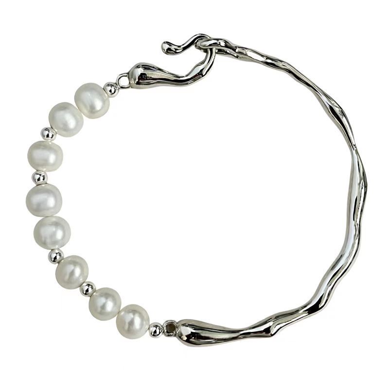 Irregular Natural Pearl Half Bracelet Bracelet Women'S Ins Style Personality Versatile Bracelet Jewelry Christmas Gift Quality