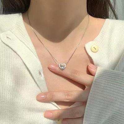 Diamant-Herz-Halskette: Minimalistische Schlüsselbeinkette für Damen - Stilvolles, vielseitiges koreanisches Design