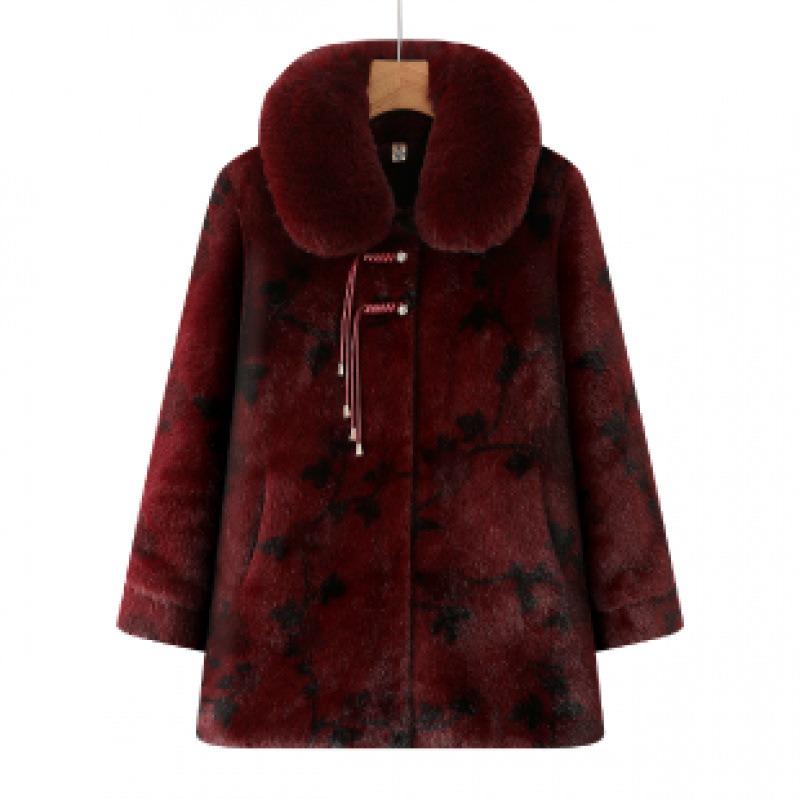 Winter Long Velvet Jacket Imitation Mink Velvet Wife High-end Middle-aged Coat Padded Jacket Woman