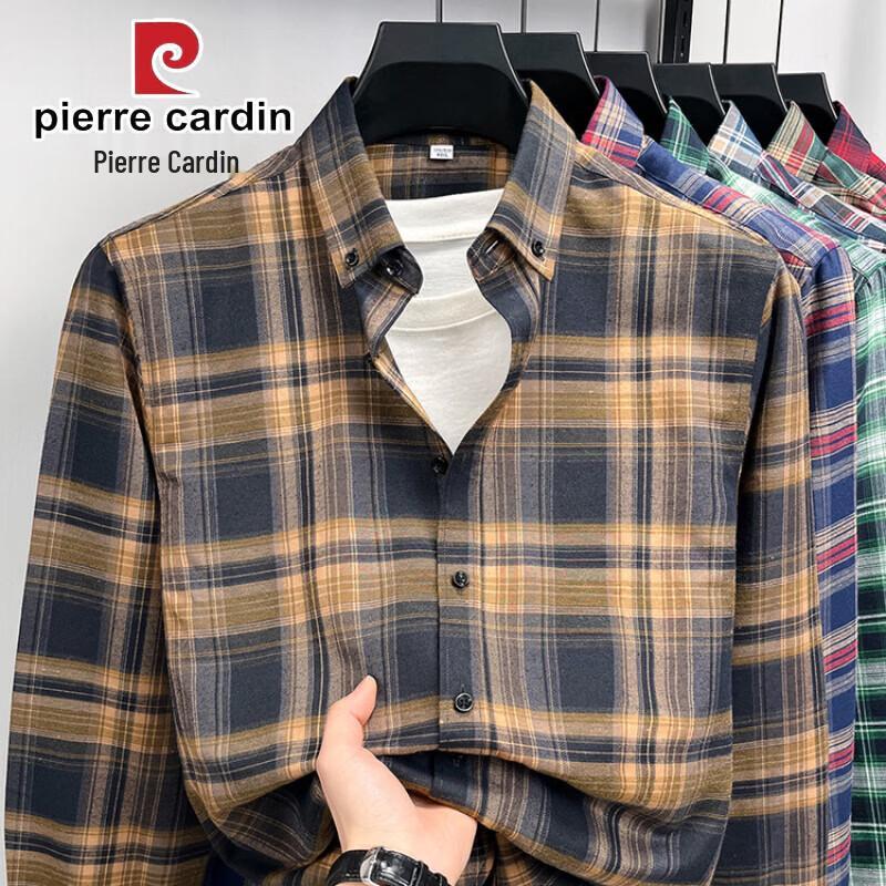 Pierre Cardin Men's Casual Brushed Long-Sleeve Shirt