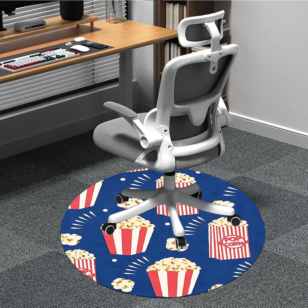 

1PC Popcorn Pattern Office Round Area Rug, Indoor Mat Suitable For Office, Under Office Chairs Bedroom Living Room Home Decor, Room Deco 233 80cm by 80cm