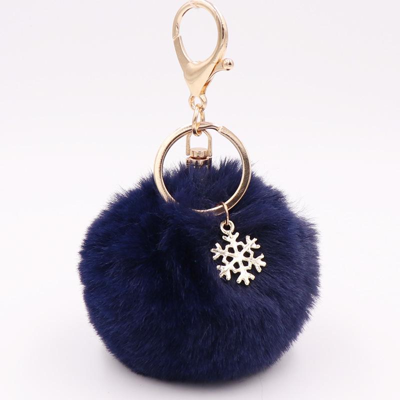 Christmas Snowflake Pom Pom Plush Keychain Charm