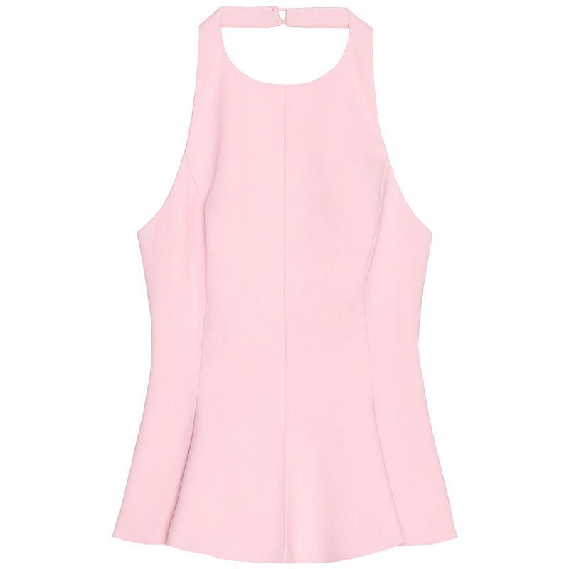 

Zaprha New Arrival Short Skirt Hem Stretch Shirt Minimalist All-Match Halterneck Fashion Casual Top 4772040 Pale pink L