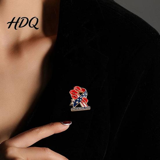 Respect Brooch Memorial Day Flower Pin Commemorative Soldier Long-lasting Tribute Wear-Resistant Anti-Rust Patriotic Lapel