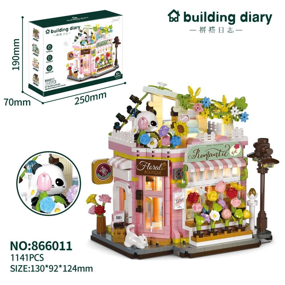 

Naughty Panda Doll House Building Blocks Kids Educational Toys Assembly Model Building Toys Home Decorations With Lights With box