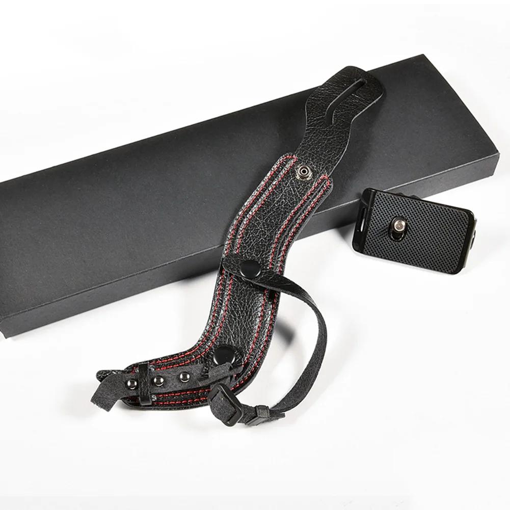 Leather S-Shaped Ergonomic Waterproof Durable Double Locking Clasp Hand Grip Wrist Strap for SLR Camera