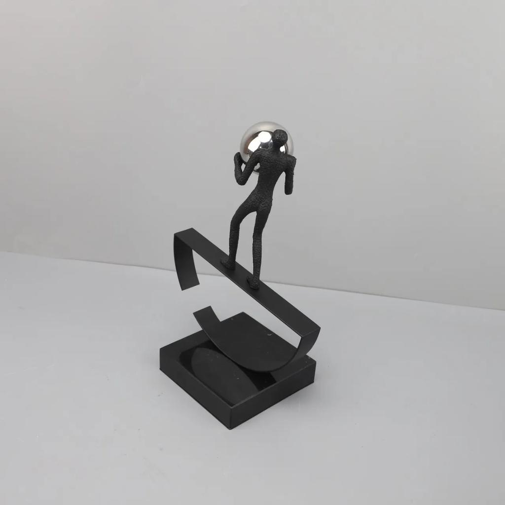 Creative Abstract Acrobatic Character Decoration Ornaments, Hand-held Silver Ball Sculptures, Desktop Decorative Sculptures
