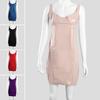 Women Solid Color Faux Leather Sleeveless Zip Nightclub Party Bodycon Mini Dress